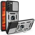 thumbnail image 1 of Compatible with Samsung Galaxy S22 Plus Case with Sliding Camera Lens Cover and Ring Kickstand Heavy Duty Military Grade Protection Phone Shockproof Back Cover for Samsung S22 Plus, Silver, 1 of 9