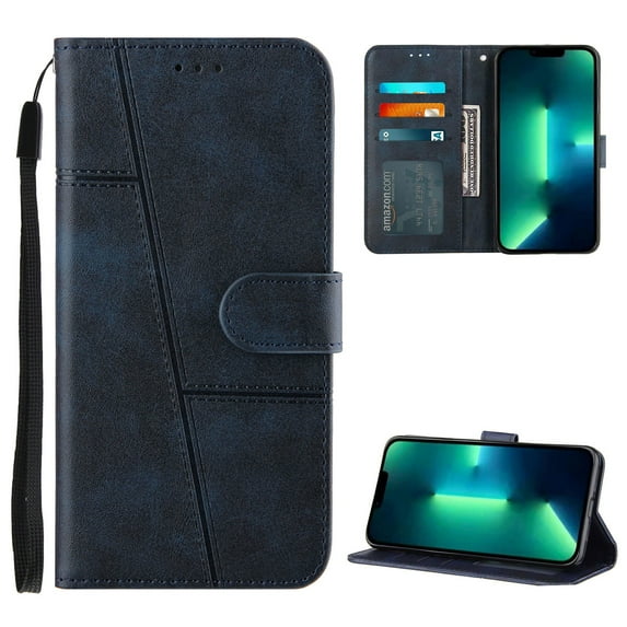 Compatible with Samsung Galaxy S22 Plus Classic Wallet Case, and Lanyard PU Leather Flip Card Slots Holder Kickstand Cell Accessories Phone Cover for Samsung Galaxy S22 Plus for Women Men, Royalblue