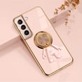 thumbnail image 1 of Compatible with Samsung Galaxy S22 Plus Cute Case with 3D Astronaut 360 Ring Holder Hidden Kickstand Plating Camera Protection Cover Soft Silicone Bumper Phone Case for Women Men,Lightpink, 1 of 10