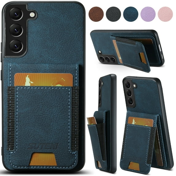 Compatible with Samsung Galaxy S22 Plus Flip Wallet Phone Case with Card Holder Elastic,Magnetic Back Flip Kickstand Cover Premium PU Leather Business Classic Style Shockproof Case,Blue