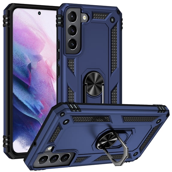 Compatible with Samsung Galaxy S22 Plus Protective Case,Heavy Duty Shockproof Armor Phone Case with 360° Rotating Metal Ring Holder Kickstand Military Grade Protection Rugged Cover,Blue