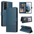 thumbnail image 1 of Compatible With Samsung Galaxy S22 Plus Wallet Case 360° Protection Dustproof Card Pocket Magnetic Closure Card Slots Kickstand Shockproof Full Coverage PU Leather Folio Phone Cover,Blue, 1 of 12