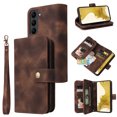 thumbnail image 1 of Compatible with Samsung Galaxy S22 Plus Wallet Case, [6 Card Slots] Removable Adjustable Crossbody Necklace Lanyard Shoulder Strap Zipper PU Leather Case for Samsung Galaxy S22 Plus,Brown, 1 of 6