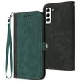 thumbnail image 1 of Compatible With Samsung Galaxy S22 Plus Wallet Case Full Coverage Dustproof Built-in Magnet Closure Kickstand Shockproof Card Pocket Wristband Strap Phone Cover for Women or Men,Darkgreen, 1 of 9