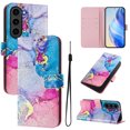 thumbnail image 1 of Compatible for Samsung Galaxy S22 Plus Wallet Case, Painting Pattern Premium PU Leather [Credit Card Holder] [Wrist Strap] Flip Stand Feature Purse Case Full Protective Pattern Cover, Coloful Marble, 1 of 15
