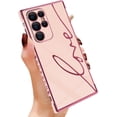 thumbnail image 1 of Compatible for Samsung Galaxy S22 Ultra 5G 6.8" Case with Cute Side Love Heart and Plating Love Letter Pattern Case for Women Girls Shockproof Soft TPU Full Camera Lens Protection Case-Pink, 1 of 14