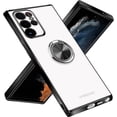 thumbnail image 1 of Compatible with Samsung Galaxy S22 Ultra 5G Case Clear Frosted Back Shockproof Protective Case Ring Kickstand Holder Soft Silicone TPU Impact-Resistant Bumper Phone Cover - Black, 1 of 8