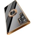 thumbnail image 1 of Compatible with Samsung Galaxy S22 Ultra 5G Case Ring Holder Kickstand Magnetic Phone Case Soft Silicone Shockproof TPU Scratch Resistant Protective Cover, 6.8 inch - Black, 1 of 7