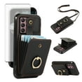 thumbnail image 1 of Compatible with Samsung Galaxy S22 Ultra 5G Wallet Phone Case Screen Protector Ring Crossbody Strap Stand Credit Card Holder RFID Cell Cover for S22ultra 22S S 22 S22ultra5g 6.8 Women Girls Black, 1 of 8