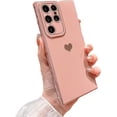 thumbnail image 1 of Compatible with Samsung Galaxy S22 Ultra 6.8” Phone Case,Luxury Gold Plating Cute Love Heart Case with Camera Protection Soft Silicone Shockproof Cover Bumper with Side Heart Pattern (Pink), 1 of 11
