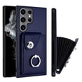 thumbnail image 1 of Compatible for Samsung Galaxy S22 Ultra Case with Card Holder, for Galaxy S22 Ultra Wallet Case for Women Men with Rotation Finger Ring Stand, Accordion Style PU Leather Shockproof Case, Blue, 1 of 7