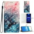 thumbnail image 1 of Compatible with Samsung Galaxy S22 Ultra Case, Colored Drawing Wallet Women Girls PU Leather Case with Card Slots/Cash Pocket Wrist Strap Magnetic Flip Stand Book Kickstand Cover, Pink+Blue, 1 of 7