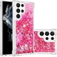 thumbnail image 1 of Compatible with Samsung Galaxy S22 Ultra Case Glitter Liquid Cute Clear Phone Case Floating Quicksand Shockproof Protective Bumper Silicone Soft TPU Case for Galaxy S22 Ultra Love Pink YB, 1 of 12