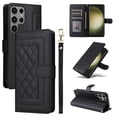 thumbnail image 1 of Compatible with Samsung Galaxy S22 Ultra Case, Premium Leather Wallet Book Case Magnetic Flip RFID Blocking Credit Card Holder Kickstand with Wrist Strap Shock Absorbing Case, Black, 1 of 11