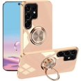 thumbnail image 1 of Compatible with Samsung Galaxy S22 Ultra Case with Ring Holder Pink, Aesthetic Phone Case Samsung S22 Ultra Case Silicone Soft TPU Slim Cover Shockproof Luxury with Kickstand (Pink), 1 of 14