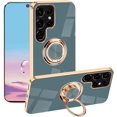 thumbnail image 1 of Compatible with Samsung Galaxy S22 Ultra Case with Ring Holder Pink, Aesthetic Phone Case Samsung S22 Ultra Case Silicone Soft TPU Slim Cover Shockproof Luxury with Kickstand (Gray), 1 of 14