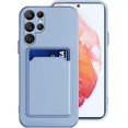thumbnail image 1 of Compatible with Samsung Galaxy S22 Ultra Case Silicone with Card Holder Black,Phone Samsung S22 Ultra Case Silicone Liquid Shockproof Protective Slim Cover (Light Blue), 1 of 13