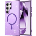 thumbnail image 1 of Compatible with Samsung Galaxy S22 Ultra Magsafe Case Clear Glitter, Anti-Yellow Shockproof Protective Phone Case Slim Transparent Anti-Scratch TPU Bumper Cover for Samsung Galaxy S22 Ultra, Purple, 1 of 7