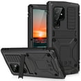 thumbnail image 1 of Compatible with Samsung Galaxy S22 Ultra Metal Case, with Screen Protector Camera Lens Protector Military Rugged Heavy Duty Shockproof Case with Metal Kickstand Full Body Tough Dustproof Case, Black, 1 of 8