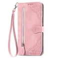thumbnail image 1 of Compatible For Samsung Galaxy S22 Ultra Shockproof Zipper Card Flip Wallet Stand Case with Wrist Strap,Luxury Flower Pattern Embossed PU Leather Cover.For Samsung Galaxy S22 Ultra,Pink, 1 of 11