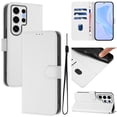 thumbnail image 1 of Compatible with Samsung Galaxy S22 Ultra Wallet Case with RFID Blocking Credit Card Holder, PU Leather Folio Flip Kickstand Protective Shockproof Anti-fall Phone Case Cover Women Men,White, 1 of 12