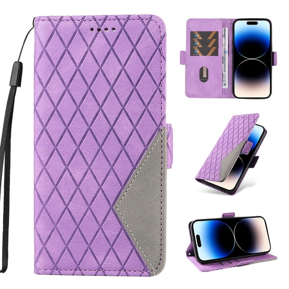 Compatible with Samsung Galaxy S22 Wallet Flip Case, Classic PU Leather Shockproof Protective for Men Women Card Slots Kickstand Magnetic Closure Cover for Samsung Galaxy S22, Purple