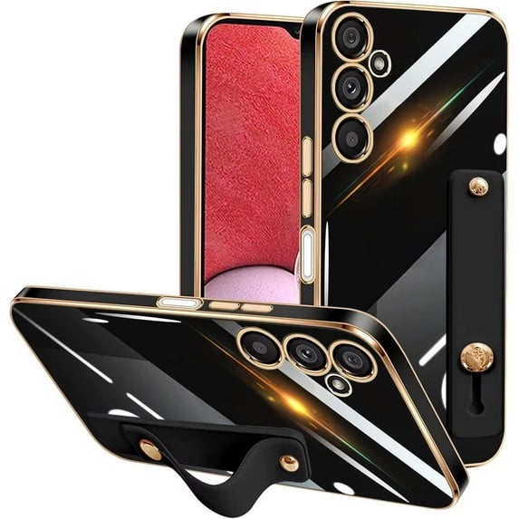 Compatible with Samsung Galaxy S23 5G Case Cell Phone Cases with Grip Finger Hand Phone Holder Tablet Phone Strap Shockproof Protective Bumper Case-Black