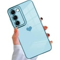 thumbnail image 1 of Compatible with Samsung Galaxy S23 5G Case Cute Luxury Love Heart Plating Gold Bumper Upgraded Full Camera Protection Soft TPU Shockproof Anti-Scratch Phone Cover-Blue, 1 of 11