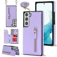thumbnail image 1 of Compatible with Samsung Galaxy S23 Case, Crossbody Wallet Case, Adjustable Detachable Lanyard Neck Strap with Kickstand Leather Card Holder Protective Cover for Samsung Galaxy S23,Purple, 1 of 9