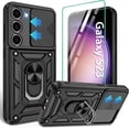 thumbnail image 1 of Compatible with Samsung Galaxy S23 Case,Galaxy S23 case with HD Screen Protector with Slide Camera Cover, 360°Rotation Ring Kickstand [Military Grade] Case for Samsung Galaxy S23,Black, 1 of 15