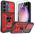 thumbnail image 1 of Compatible with Samsung Galaxy S23 Case,Galaxy S23 case with HD Screen Protector with Slide Camera Cover, 360°Rotation Ring Kickstand [Military Grade] Case for Samsung Galaxy S23,Red, 1 of 15