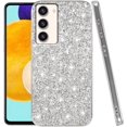 thumbnail image 1 of Compatible with Samsung Galaxy S23 Case Glitter Shockproof, Phone Samsung S23 Case Bling Sparkly TPU and PC Silicone Shiny Girl Women Thin Protective Cover (Silver), 1 of 12