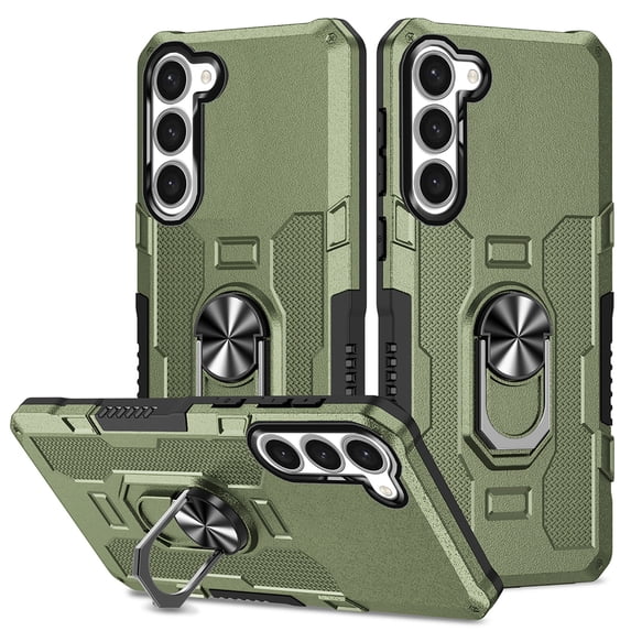 Compatible for Samsung Galaxy S23 Case with Kickstand & Slide Camera Cover, Built-in 360° Rotate Ring Stand Magnetic Car Military Grade Shockproof Phone Cover Case for Samsung Galaxy S23,Green