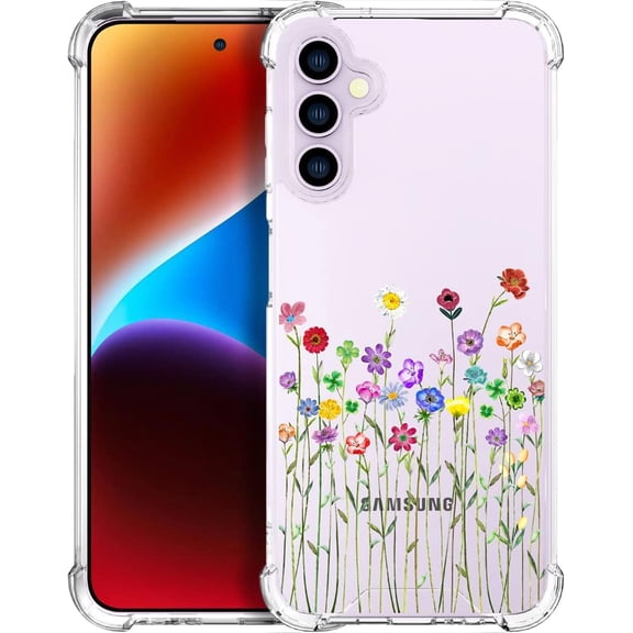 Compatible with Samsung Galaxy S23 Cases with Design, Cute Transparent Phone Case for Women Girls Girly with Heavy Duty Protective Bumper (Clear Flower Floral Bouquet)