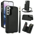 thumbnail image 1 of Compatible with Samsung Galaxy S23 Crossbody Wallet Phone Case,RFID Blocking PU Leather Shockproof Phone Case Women Men Kickstand flip Back Wrist Strap Zipper Credit Card Holder Slots,Black, 1 of 8