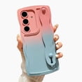 thumbnail image 1 of Compatible with Samsung Galaxy S23 FE 5G Phone Case with Wrist Strap Kickstand,Cute Gradient Case Curly Wave Frame Case Women Camera Protection Soft Shockproof Cover (d), 1 of 7