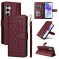 thumbnail image 1 of Compatible with Samsung Galaxy S23 FE Case, Premium Leather Wallet Book Case Magnetic Flip RFID Blocking Credit Card Holder Kickstand with Wrist Strap Shock Absorbing Case, Winered, 1 of 11