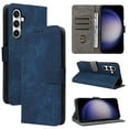 thumbnail image 1 of Compatible with Samsung Galaxy S23 FE Wallet Case RFID Blocking with Card Holder,Women Men Retro PU Leather Protective Case Magnetic Closure Flip Kickstand Cover with Wrist Strap,Blue, 1 of 10