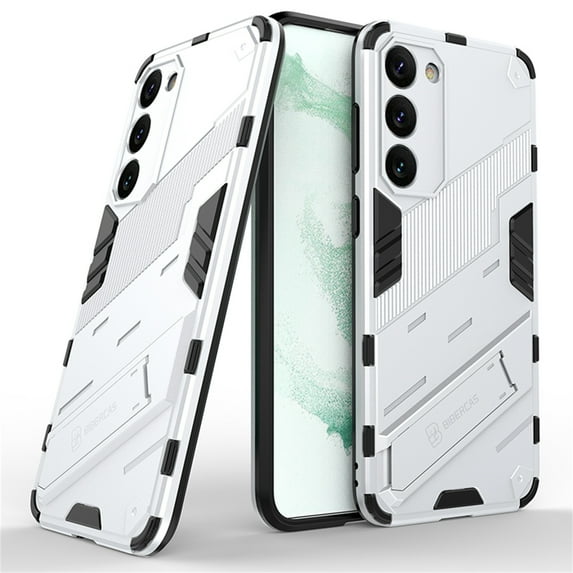 Compatible for Samsung Galaxy S23 Heavy Duty Case with Hidden Bracket Magnetic Car Mount Holder, Hybrid Rugged PC + Soft TPU Shockproof Anti-Scratches Cover Support Wireless Charging, Silver