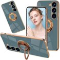 thumbnail image 1 of Compatible Samsung Galaxy S23 Phone Case with Kickstand for Women,Shockproof Silicone Ultra Slim & Light Plating Cover Protective Cases for Samsung S23 5G Case Cute with Stand Gray, 1 of 14