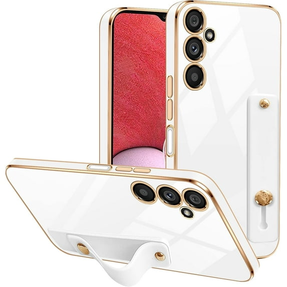 Compatible with Samsung Galaxy S23 Plus 5G Cell Phone Case with Grip Finger Hand Phone Holder Tablet Phone Strap Shockproof Protective Bumper Case-White