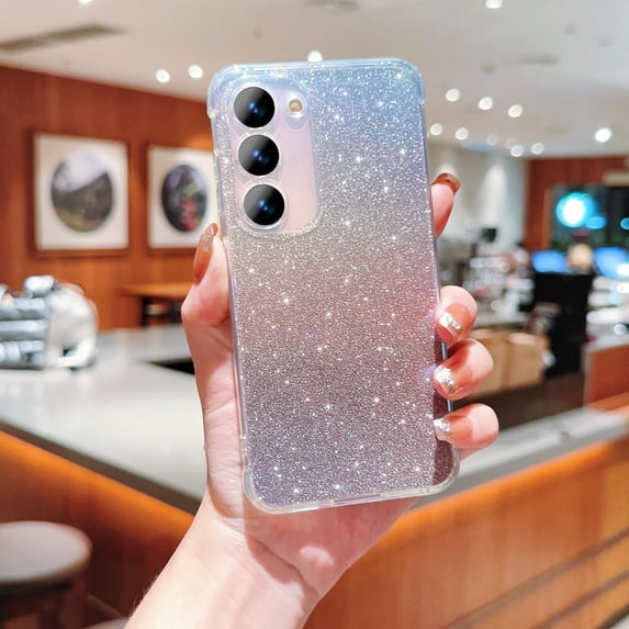 Compatible with Samsung Galaxy S23 Plus Case, Gradient Glitter Paper Soft TPU Anti-Scratch Shockproof Protective Phone Bumper, Women Girls Cute Slim Clear Phone Case for Samsung Galaxy S23 Plus,Purple