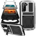 thumbnail image 1 of Compatible Samsung Galaxy S23 Plus Case Metal Silicone with Kickstand Built-in Screen Protector,Military Grade Shockproof Full Body Protection Metal Case for Galaxy S23 Plus Phone Case Silver, 1 of 14