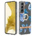 thumbnail image 1 of Compatible for Samsung Galaxy S23 Plus Case with Ring Kickstand Holder Clear Floral Pattern Hybrid PC TPU Shockproof Protective Phone Case Cover for Samsung Galaxy S23 Plus Women Girls, Blue Flower, 1 of 5