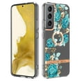 thumbnail image 1 of Compatible for Samsung Galaxy S23 Plus Case with Ring Kickstand Holder Clear Floral Pattern Hybrid PC TPU Shockproof Protective Phone Case Cover for Samsung Galaxy S23 Plus Women Girls, Green Flower, 1 of 5