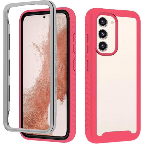 Compatible with Samsung Galaxy S23 Plus Case for Women Men, Shockproof Samsung Galaxy S23 Plus Protective Case Clear Phone Case Support Wireless Charging Cases (Rose Red)