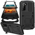 thumbnail image 1 of Compatible Samsung Galaxy S23 Plus Metal Phone Case with Screen Protector,3 Layers Full Body Shockproof Dustproof Aluminium Silicone Case for Samsung Galaxy S23+ Plus Case with Kickstand Black, 1 of 14