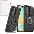 thumbnail image 1 of Compatible with Samsung Galaxy S23 Plus S23+ 5G Phone Case Slide Camera Cover Tempered Glass Screen Protector Stand Ring Holder Rugged Slim Cell for S23plus 23S + S 23 23+ SM-S916U Women Men Black, 1 of 10
