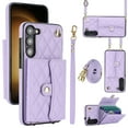 thumbnail image 1 of Compatible with Samsung Galaxy S23 Plus Wallet Case with Crossbody Strap and Wrist Strap, RFID Blocking Stand PU Leather Credit Card Holder Cell Accessories Phone Cover Magnetic Buckle - Violet, 1 of 9