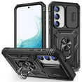 thumbnail image 1 of Compatible with Samsung Galaxy S23 with Sliding Cover Lens Protection & Kickstand, Built-in 360° Rotate Ring Stand Magnetic Card Slot Hybrid Cover Case for Samsung Galaxy S23 6.1 inch,Black, 1 of 9